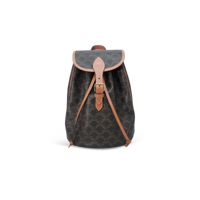 CELINE BACKPACK FOLCO IN TRIOMPHE CANVAS AND CALFSKIN 190723.03LF (30*23*16cm)